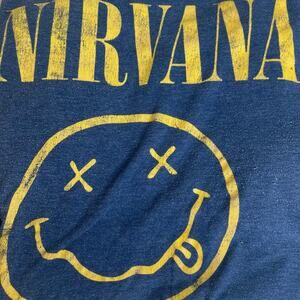 Nirvana Blue Yellow Smiley Face T Shirt Size 2XL
